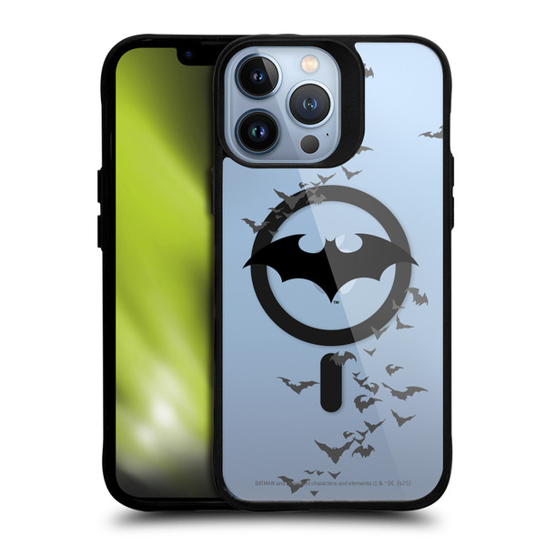 Batman DC Comics Logos and Comics Flying Bats BLACK SHOCKPROOF BUMPER CASE COMPATIBLE WITH Apple iPhone 13 Pro Max & MAGSAFE