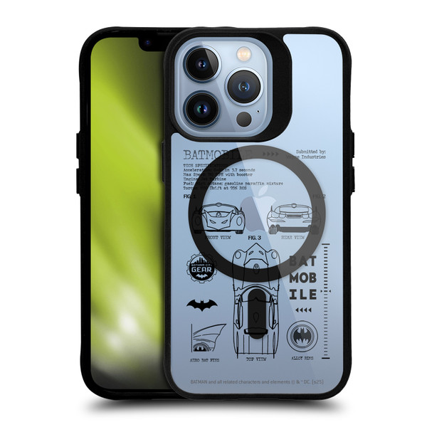 Batman DC Comics Logos and Comics Batmobile BLACK SHOCKPROOF BUMPER CASE COMPATIBLE WITH Apple iPhone 13 Pro & MAGSAFE