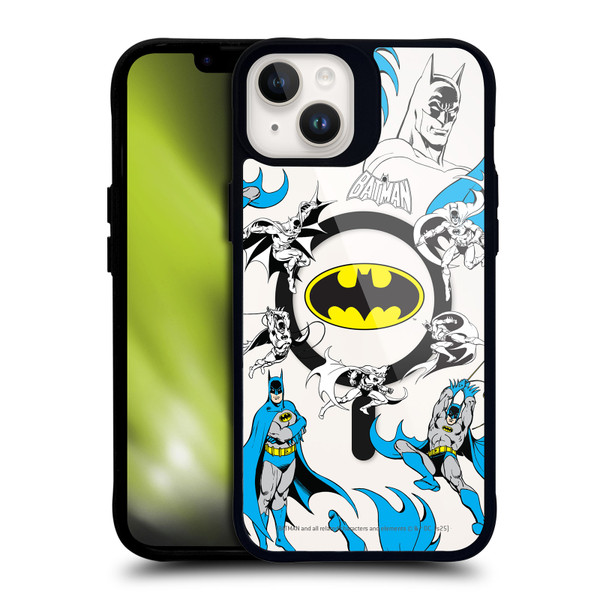 Batman DC Comics Logos and Comics Action BLACK SHOCKPROOF BUMPER CASE COMPATIBLE WITH Apple iPhone 14 Plus & MAGSAFE