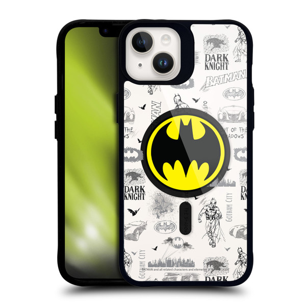 Batman DC Comics Logos and Comics Collage BLACK SHOCKPROOF BUMPER CASE COMPATIBLE WITH Apple iPhone 14 Plus & MAGSAFE