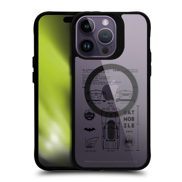 Batman DC Comics Logos and Comics Batmobile BLACK SHOCKPROOF BUMPER CASE COMPATIBLE WITH Apple iPhone 14 Pro Max & MAGSAFE
