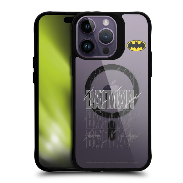 Batman DC Comics Logos and Comics Bold BLACK SHOCKPROOF BUMPER CASE COMPATIBLE WITH Apple iPhone 14 Pro Max & MAGSAFE