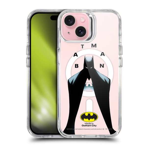 Batman DC Comics Logos and Comics Silhouette SHOCKPROOF BUMPER CASE COMPATIBLE WITH Apple iPhone 15 & MAGSAFE
