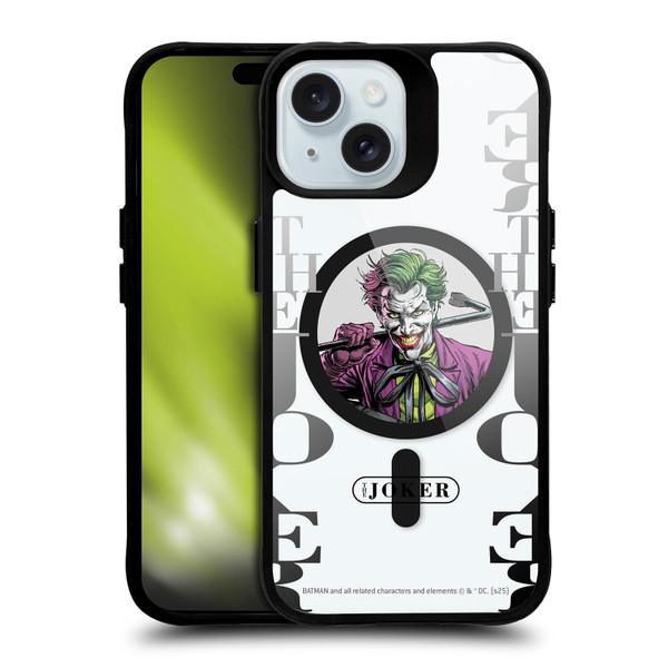 Batman DC Comics Logos and Comics Joker BLACK SHOCKPROOF BUMPER CASE COMPATIBLE WITH Apple iPhone 15 & MAGSAFE
