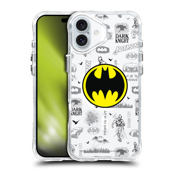 Batman DC Comics Logos and Comics Collage SHOCKPROOF BUMPER CASE COMPATIBLE WITH Apple iPhone 16 Plus & MAGSAFE