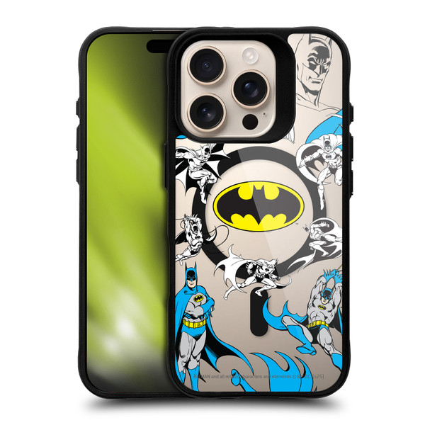 Batman DC Comics Logos and Comics Action BLACK SHOCKPROOF BUMPER CASE COMPATIBLE WITH Apple iPhone 16 Pro & MAGSAFE