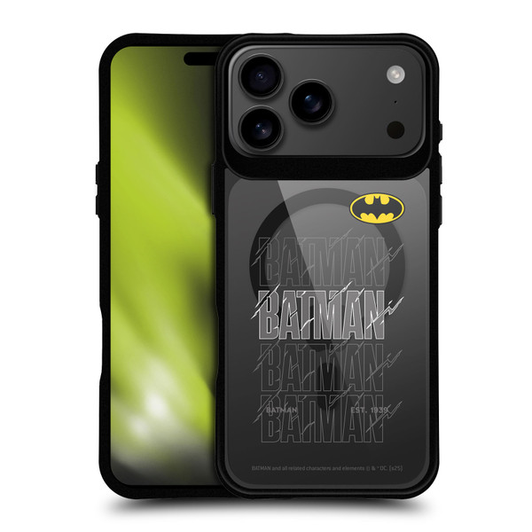 Batman DC Comics Logos and Comics Bold BLACK SHOCKPROOF BUMPER CASE COMPATIBLE WITH Apple iPhone 17 Pro Max & MAGSAFE