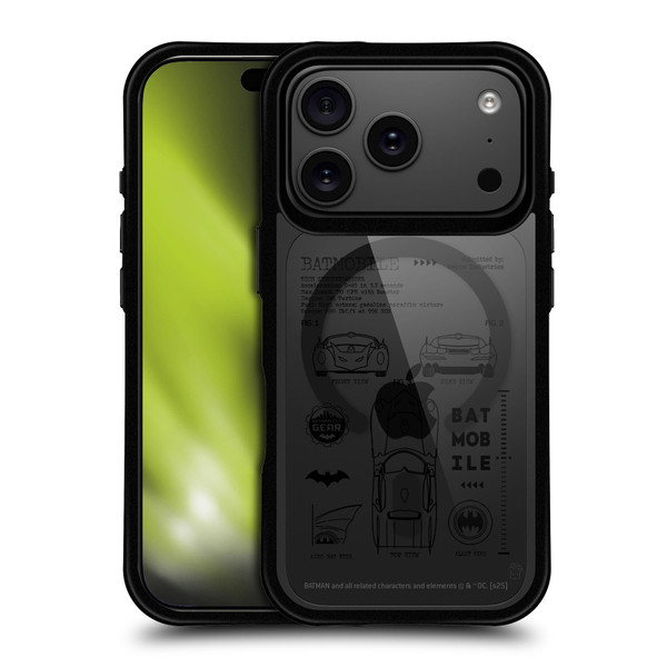 Batman DC Comics Logos and Comics Batmobile BLACK SHOCKPROOF BUMPER CASE COMPATIBLE WITH Apple iPhone 17 Pro & MAGSAFE