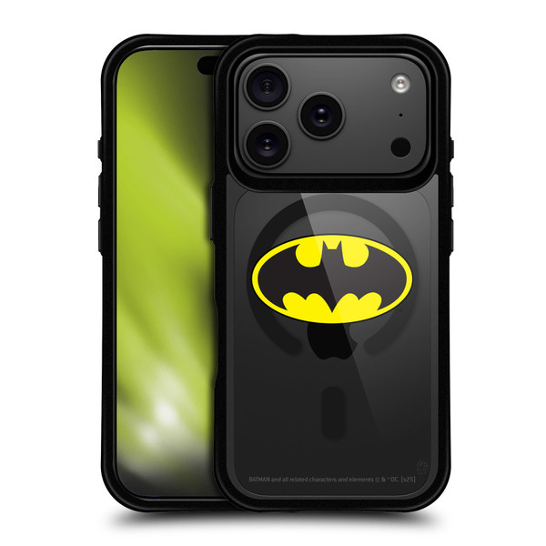 Batman DC Comics Logos and Comics Classic BLACK SHOCKPROOF BUMPER CASE COMPATIBLE WITH Apple iPhone 17 Pro & MAGSAFE