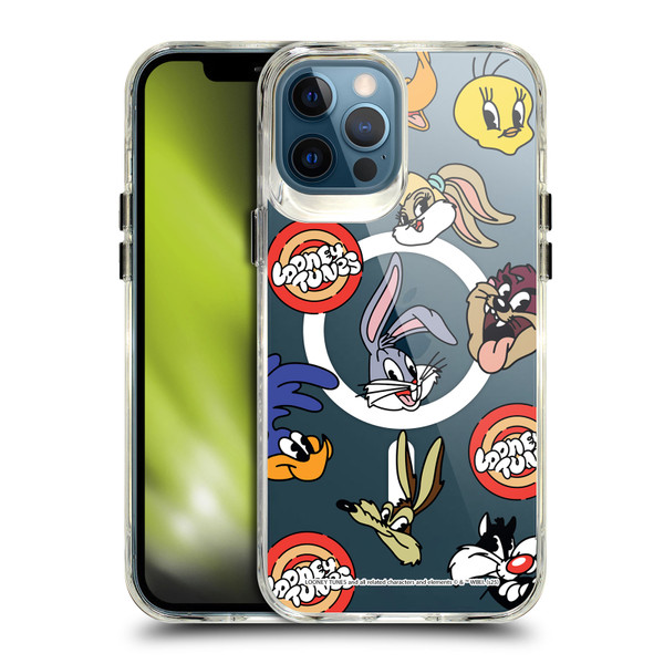 Looney Tunes Character Art Faces SHOCKPROOF BUMPER CASE COMPATIBLE WITH Apple iPhone 12 Pro Max & MAGSAFE