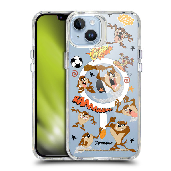 Looney Tunes Character Art Tasmanian Devil SHOCKPROOF BUMPER CASE COMPATIBLE WITH Apple iPhone 14 Plus & MAGSAFE