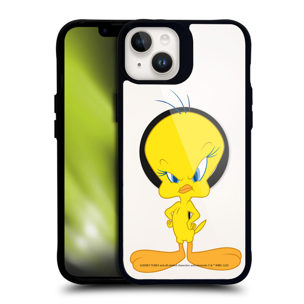 Looney Tunes Character Art Tweety BLACK SHOCKPROOF BUMPER CASE COMPATIBLE WITH Apple iPhone 14 Plus & MAGSAFE