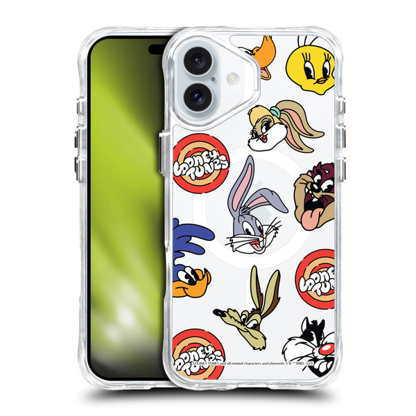 Looney Tunes Character Art Faces SHOCKPROOF BUMPER CASE COMPATIBLE WITH Apple iPhone 16 Plus & MAGSAFE