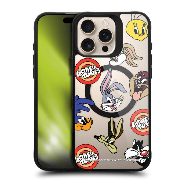 Looney Tunes Character Art Faces BLACK SHOCKPROOF BUMPER CASE COMPATIBLE WITH Apple iPhone 16 Pro Max & MAGSAFE