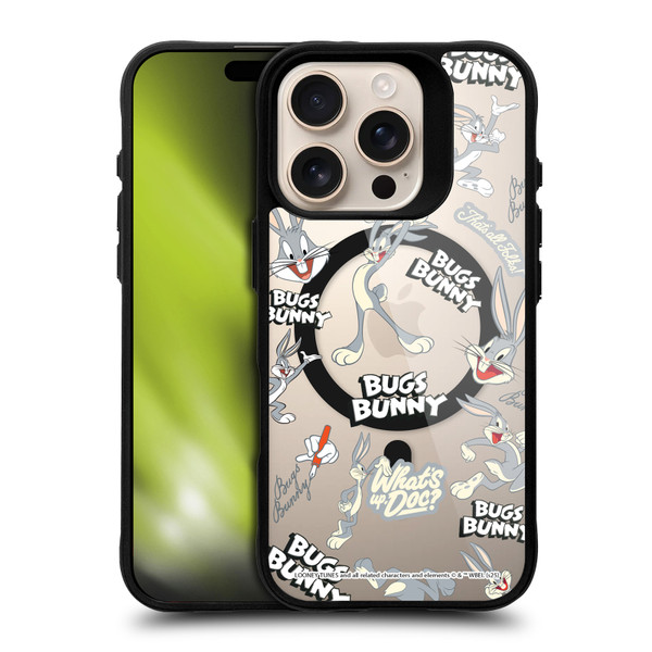 Looney Tunes Character Art Bugs Bunny BLACK SHOCKPROOF BUMPER CASE COMPATIBLE WITH Apple iPhone 16 Pro & MAGSAFE