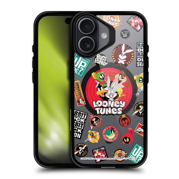 Looney Tunes Character Art Icons BLACK SHOCKPROOF BUMPER CASE COMPATIBLE WITH Apple iPhone 17 & MAGSAFE