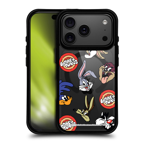 Looney Tunes Character Art Faces BLACK SHOCKPROOF BUMPER CASE COMPATIBLE WITH Apple iPhone 17 Pro & MAGSAFE