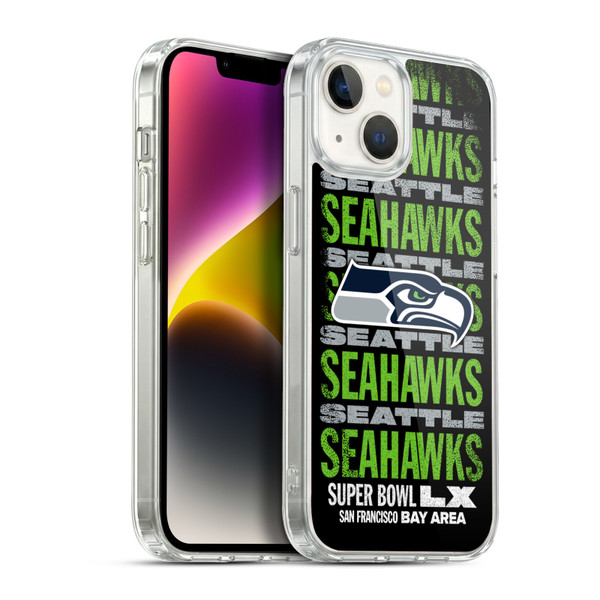 NFL 2026 Super Bowl LX Seahawks Black Soft Gel Case for Apple iPhone 14