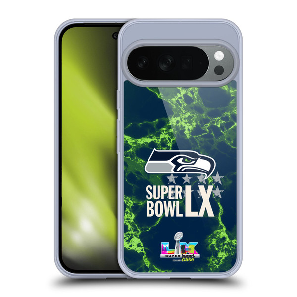 NFL 2026 Super Bowl LX Seahawks Marble Soft Gel Case for Google Pixel 10