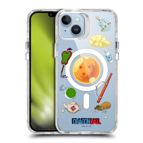 Dragon Ball Iconic Graphics Items Collage SHOCKPROOF BUMPER CASE COMPATIBLE WITH Apple iPhone 14 Plus & MAGSAFE