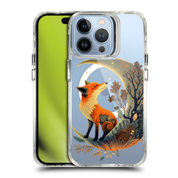 JK Stewart Art Collection Fox On Crescent Moon SHOCKPROOF BUMPER CASE COMPATIBLE WITH Apple iPhone 13 Pro & MAGSAFE