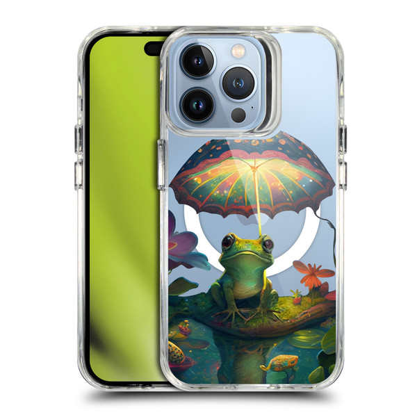 JK Stewart Art Collection Frog With Umbrella SHOCKPROOF BUMPER CASE COMPATIBLE WITH Apple iPhone 13 Pro & MAGSAFE