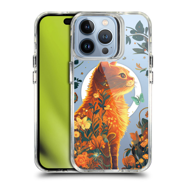 JK Stewart Art Collection Orange Cat Sitting SHOCKPROOF BUMPER CASE COMPATIBLE WITH Apple iPhone 13 Pro & MAGSAFE