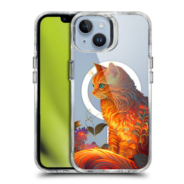 JK Stewart Art Collection Cat SHOCKPROOF BUMPER CASE COMPATIBLE WITH Apple iPhone 14 & MAGSAFE