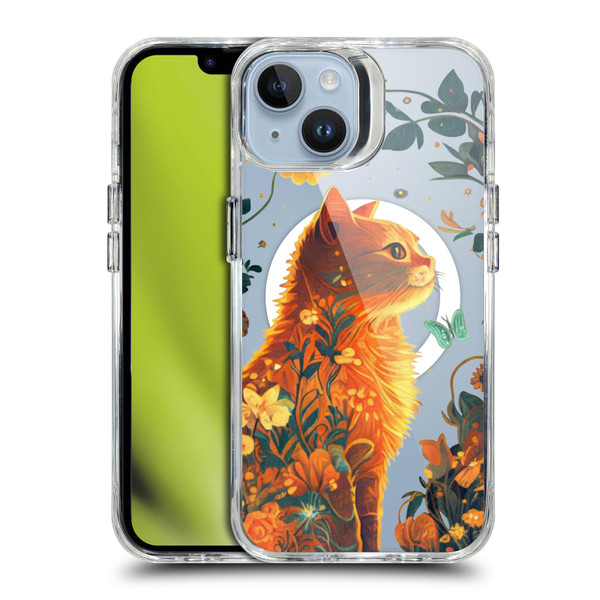 JK Stewart Art Collection Orange Cat Sitting SHOCKPROOF BUMPER CASE COMPATIBLE WITH Apple iPhone 14 & MAGSAFE
