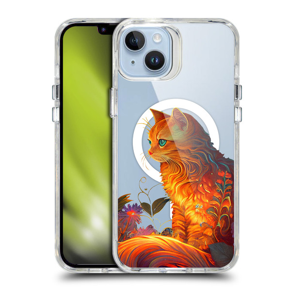 JK Stewart Art Collection Cat SHOCKPROOF BUMPER CASE COMPATIBLE WITH Apple iPhone 14 Plus & MAGSAFE