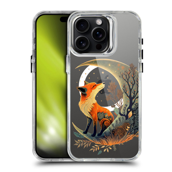 JK Stewart Art Collection Fox On Crescent Moon SHOCKPROOF BUMPER CASE COMPATIBLE WITH Apple iPhone 15 Pro Max & MAGSAFE