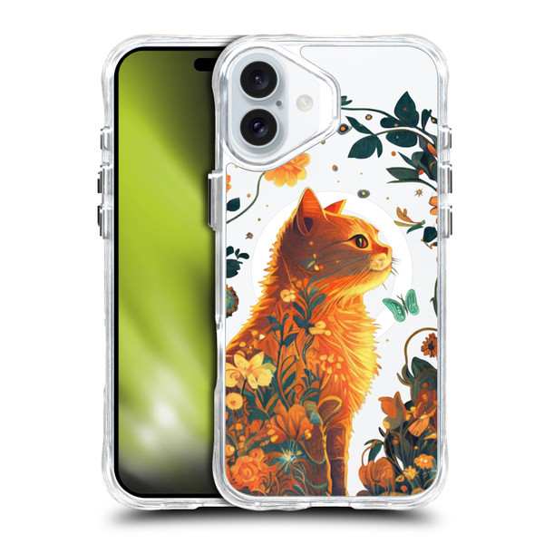 JK Stewart Art Collection Orange Cat Sitting SHOCKPROOF BUMPER CASE COMPATIBLE WITH Apple iPhone 16 Plus & MAGSAFE