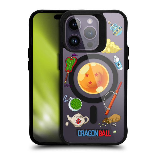 Dragon Ball Iconic Graphics Items Collage BLACK SHOCKPROOF BUMPER CASE COMPATIBLE WITH Apple iPhone 14 Pro & MAGSAFE