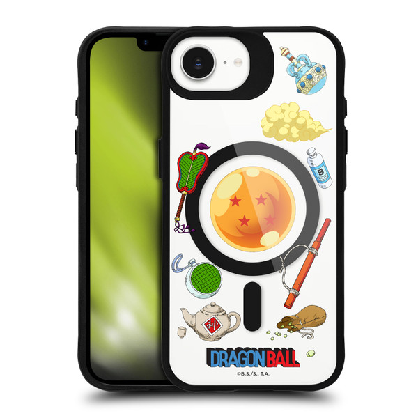 Dragon Ball Iconic Graphics Items Collage BLACK SHOCKPROOF BUMPER CASE COMPATIBLE WITH Apple iPhone 16e / Apple iPhone 17e & MAGSAFE