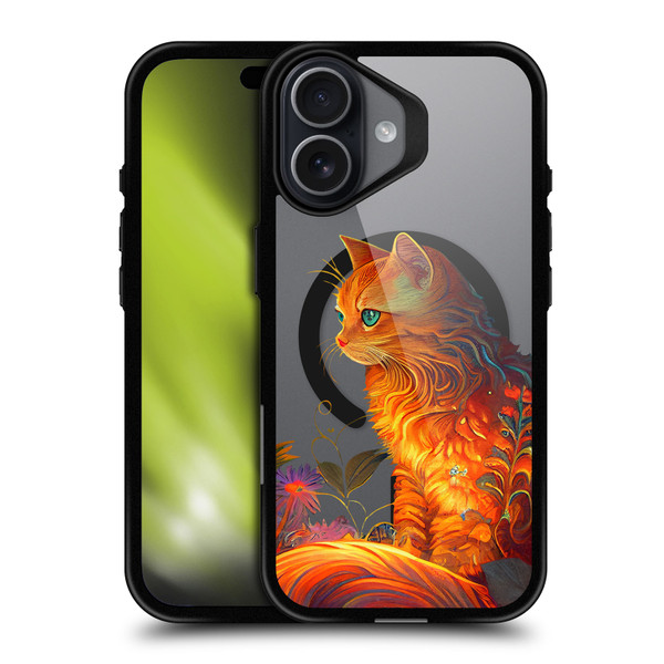 JK Stewart Art Collection Cat BLACK SHOCKPROOF BUMPER CASE COMPATIBLE WITH Apple iPhone 17 & MAGSAFE