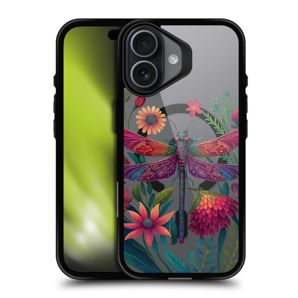 JK Stewart Art Collection Dragonfly Purple BLACK SHOCKPROOF BUMPER CASE COMPATIBLE WITH Apple iPhone 17 & MAGSAFE