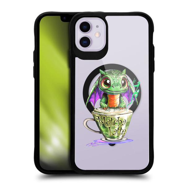 Ruth Thompson Cups and Dragons Matcha BLACK SHOCKPROOF BUMPER CASE COMPATIBLE WITH Apple iPhone 11 & MAGSAFE