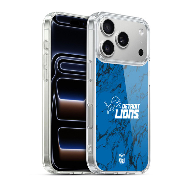 NFL Detroit Lions Graphics Coloured Marble Soft Gel Case for Apple iPhone 17 Pro