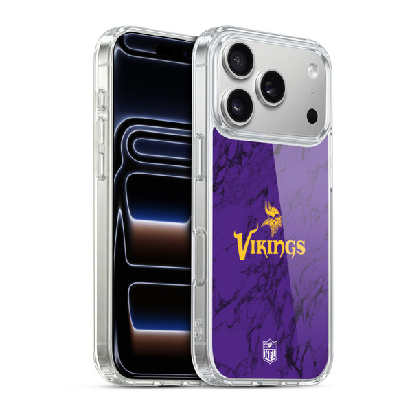 NFL Minnesota Vikings Graphics Coloured Marble Soft Gel Case for Apple iPhone 17 Pro