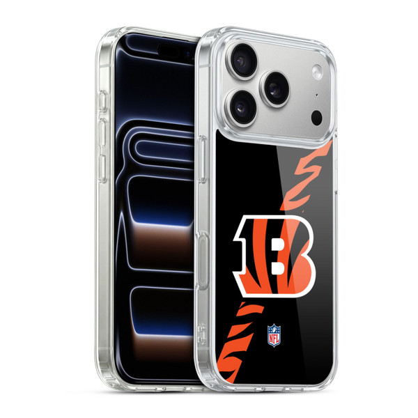 NFL Cincinnati Bengals Logo Stripes Soft Gel Case for Apple iPhone 17 Pro