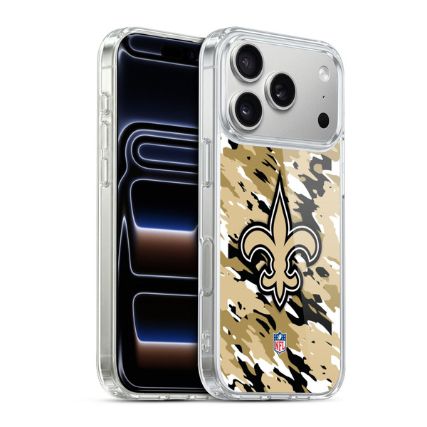 NFL New Orleans Saints Logo Camou Soft Gel Case for Apple iPhone 17 Pro