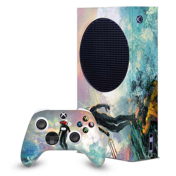 Aquaman DC Comics Comic Book Cover Black Manta Painting Game Console Wrap and Game Controller Skin Bundle for Microsoft Series S Console & Controller