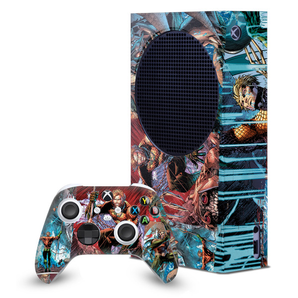 Aquaman DC Comics Comic Book Cover Collage Game Console Wrap and Game Controller Skin Bundle for Microsoft Series S Console & Controller