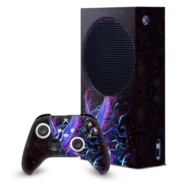 Christos Karapanos Art Mix Phoenix Game Console Wrap and Game Controller Skin Bundle for Microsoft Series S Console & Controller