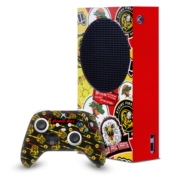 Cobra Kai Iconic Mixed Logos Game Console Wrap and Game Controller Skin Bundle for Microsoft Series S Console & Controller