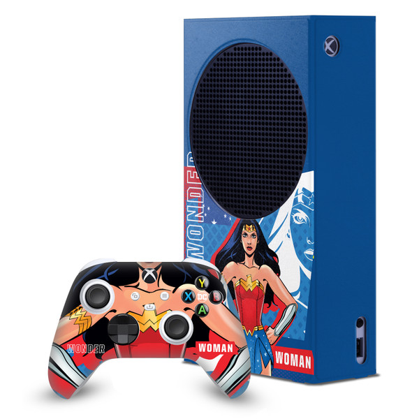 DC Women Core Compositions Wonder Woman Game Console Wrap and Game Controller Skin Bundle for Microsoft Series S Console & Controller