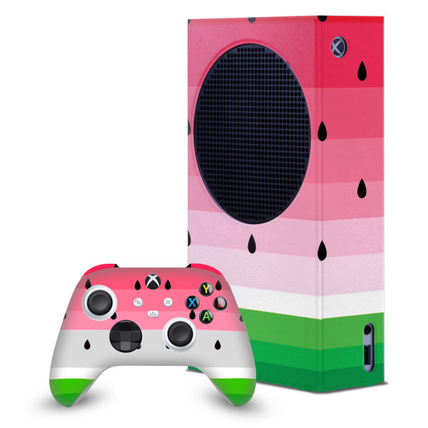 Haroulita Art Mix Watermelon Game Console Wrap and Game Controller Skin Bundle for Microsoft Series S Console & Controller