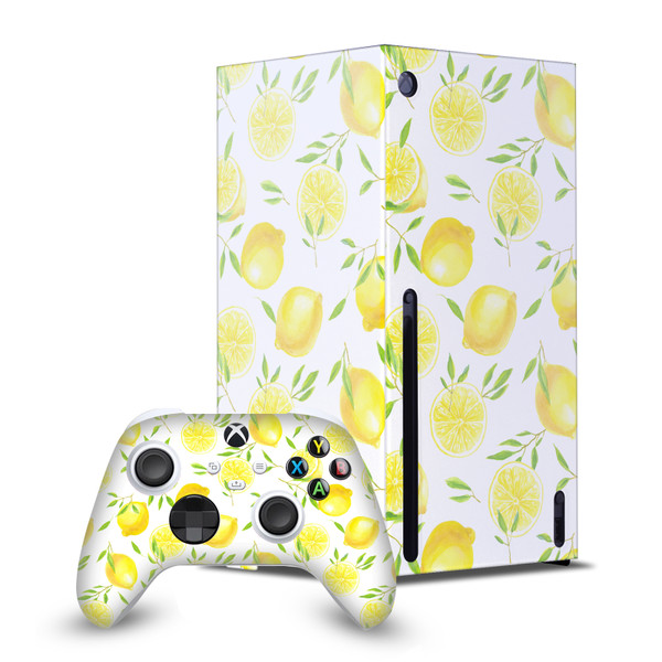 Katerina Kirilova Patterns Lemons Game Console Wrap and Game Controller Skin Bundle for Microsoft Series X Console & Controller