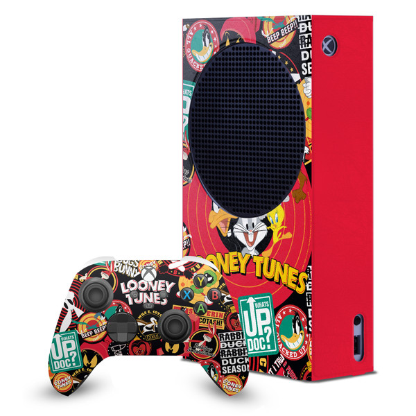 Looney Tunes Graphics and Characters Sticker Collage Game Console Wrap and Game Controller Skin Bundle for Microsoft Series S Console & Controller