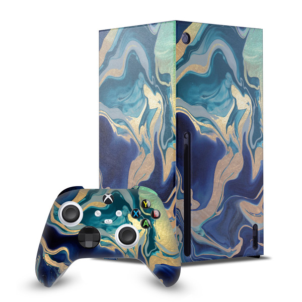 Monika Strigel Art Mix Indigo Game Console Wrap and Game Controller Skin Bundle for Microsoft Series X Console & Controller